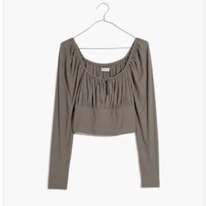 Madewell Taupe Long Sleeve Crop Top
